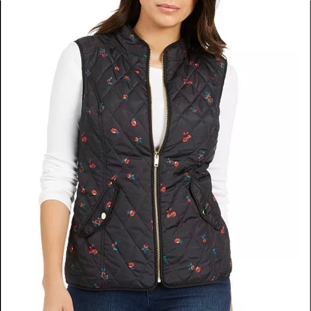 NWT Charter Club Floral Print Quilted Vest Size XS